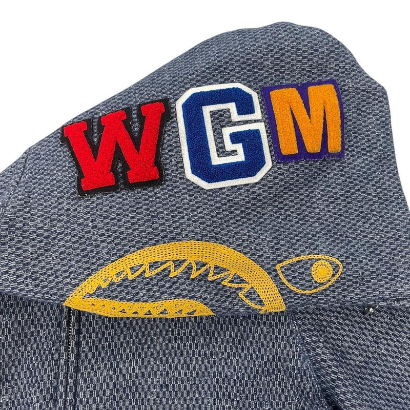 Bape Blue Full Zip WGM Shark Hoodie Jumper