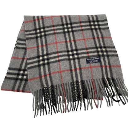 Vintage 90s Burberry Grey Nova Check Lambswool Scarf