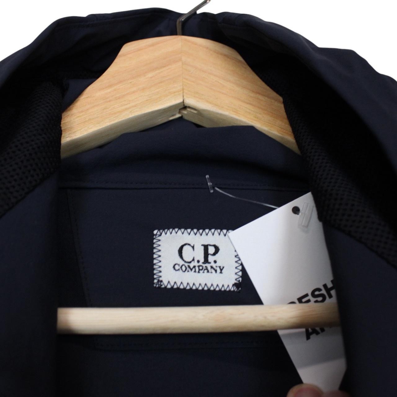 CP Company Navy Blue Nylon 1/4 Zip Lens Hooded Smock Jacket