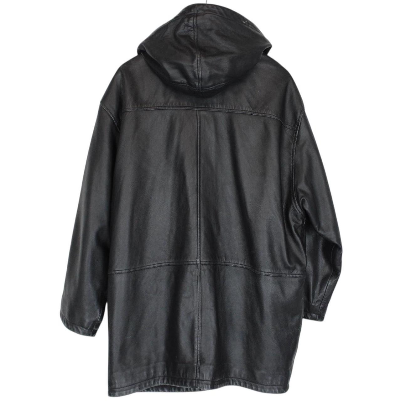 Vintage 90s Burberry Black Nova Check Lined Leather Duffle Coat