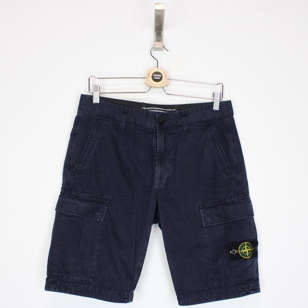 Stone Island SS 2018 Navy Blue Bermuda Cotton Cargo Shorts