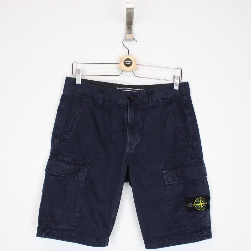 Stone Island SS 2018 Navy Blue Bermuda Cotton Cargo Shorts