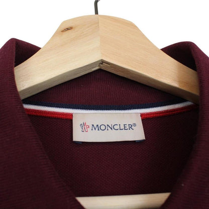 Moncler Maglia Manica Lunga Burgundy Long Sleeve Cotton Polo Shirt