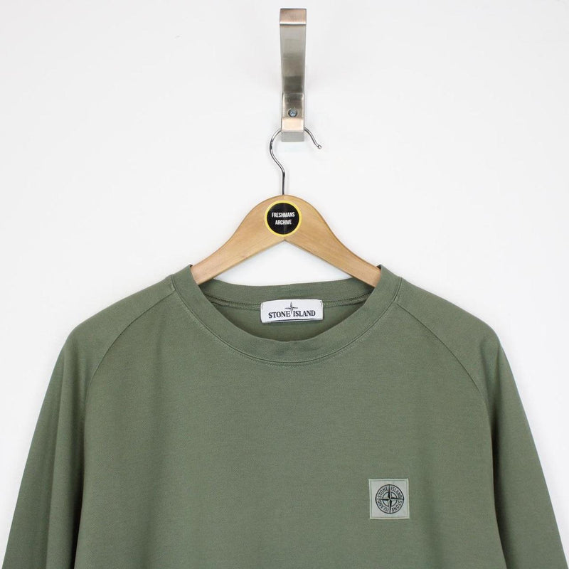 Stone Island SS 2019 Green Long Sleeve Compass Logo T-Shirt
