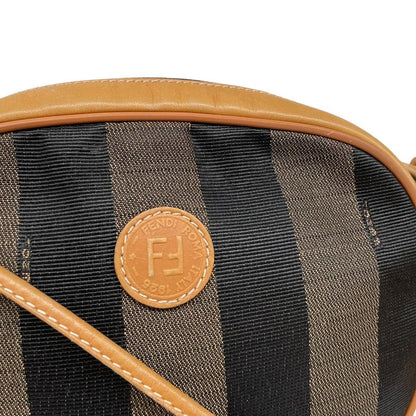 Vintage Fendi Brown and Black Pequin Striped Canvas Crossbody Bag