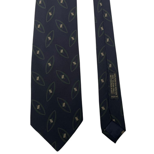 Vintage Giorgio Armani Navy Blue Geometric Print Silk Tie