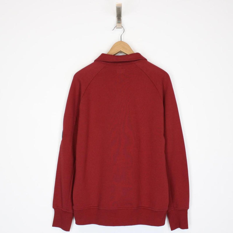 CP Company Ketchup Red 1/4 Zip Lens Cotton Sweatshirt Jumper
