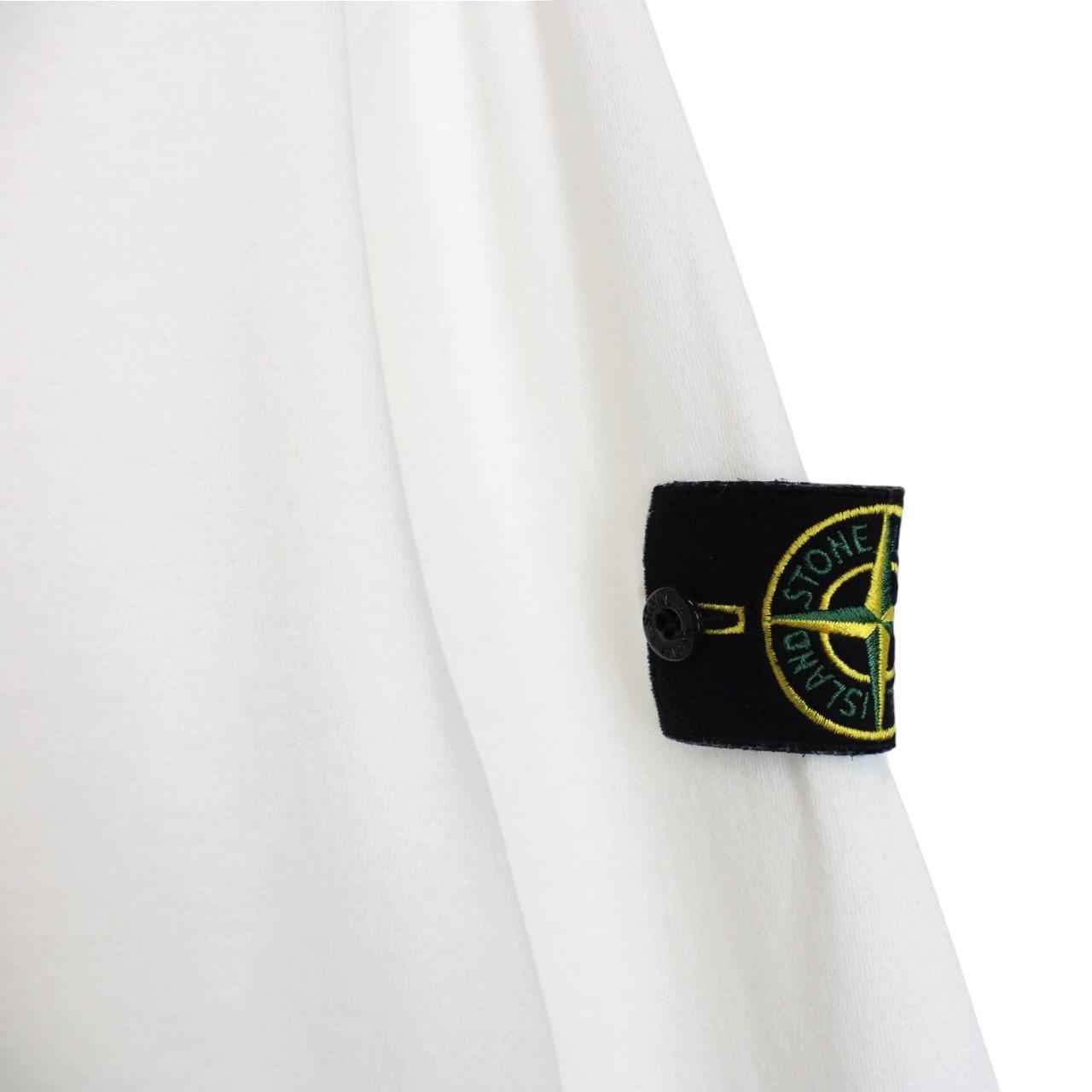 Stone Island SS 2017 White Long Sleeve Collared Cotton T-Shirt
