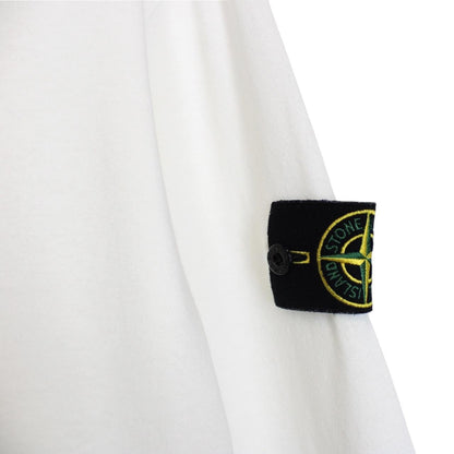 Stone Island SS 2017 White Long Sleeve Collared Cotton T-Shirt