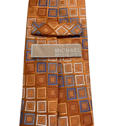 Michael Kors Orange Geometric Pattern Silk Tie