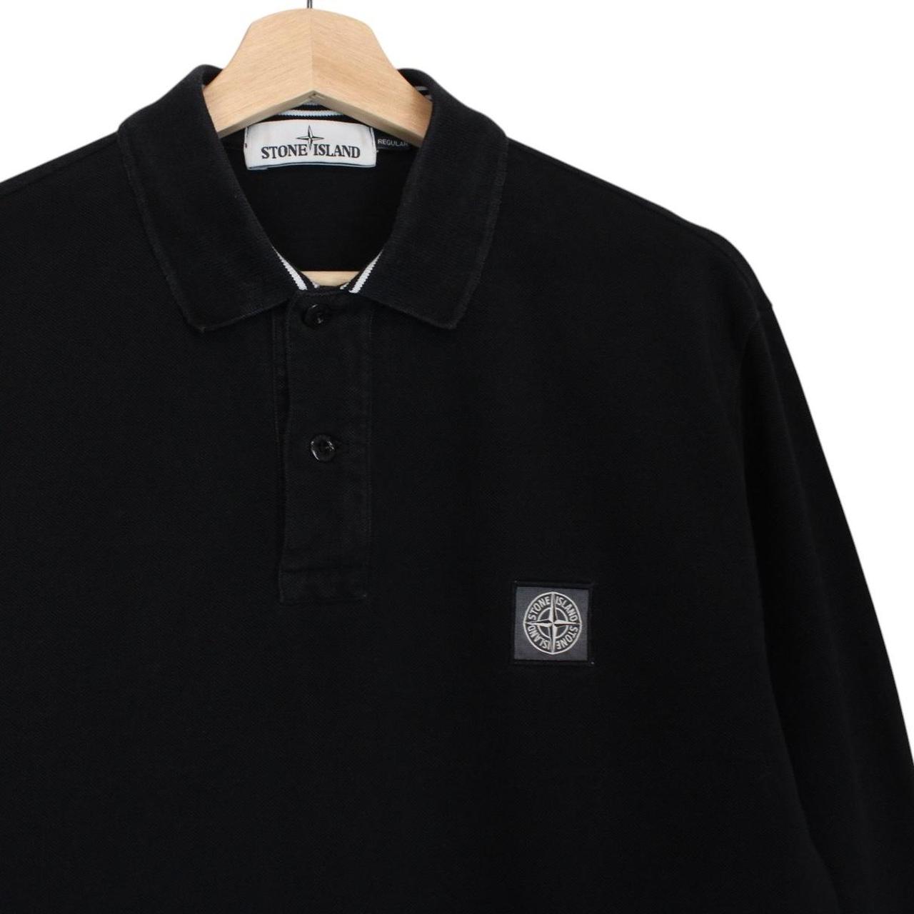 Stone Island Black Long Sleeve Compass Polo Shirt