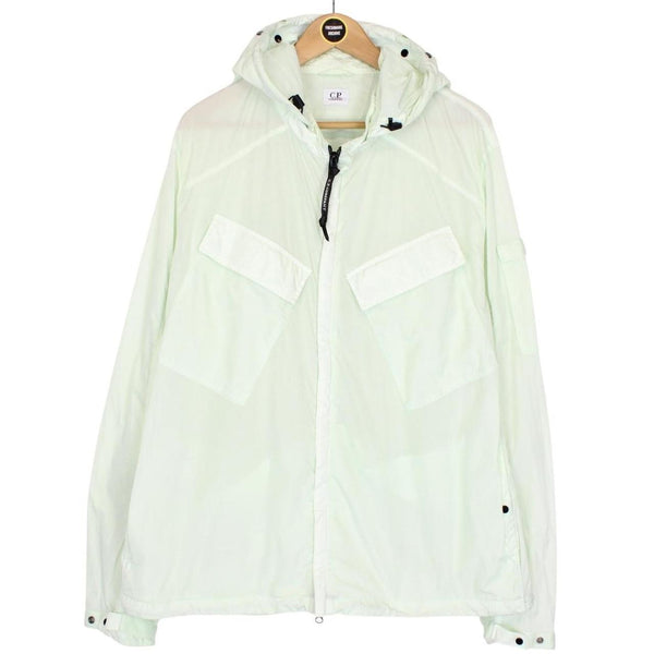 CP Company Pale Green Full Zip Chrome Nylon Garment Dyed Goggle Jacket