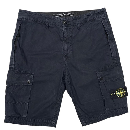 Stone Island SS 2024 Navy Blue Bermuda Cotton Cargo Shorts