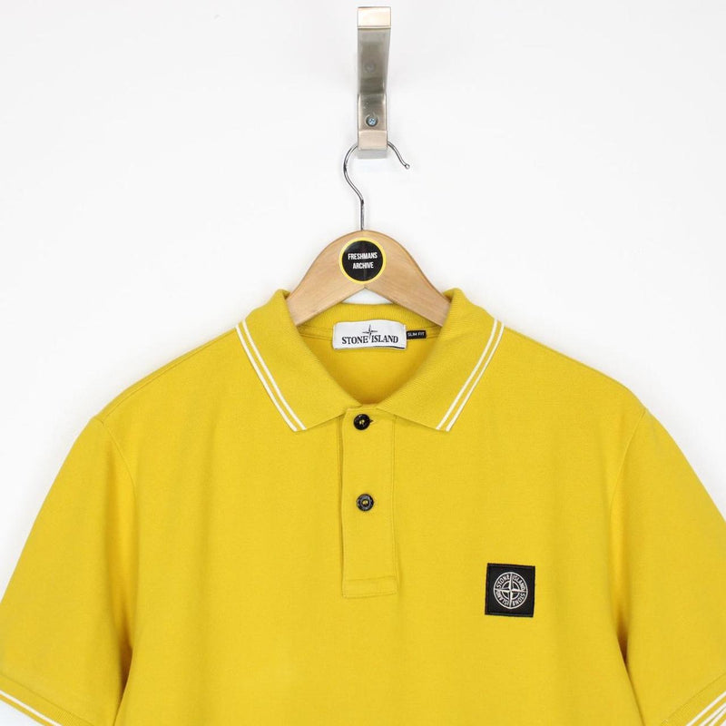 Stone Island AW 2018 Yellow Short Sleeve Compass Polo Shirt