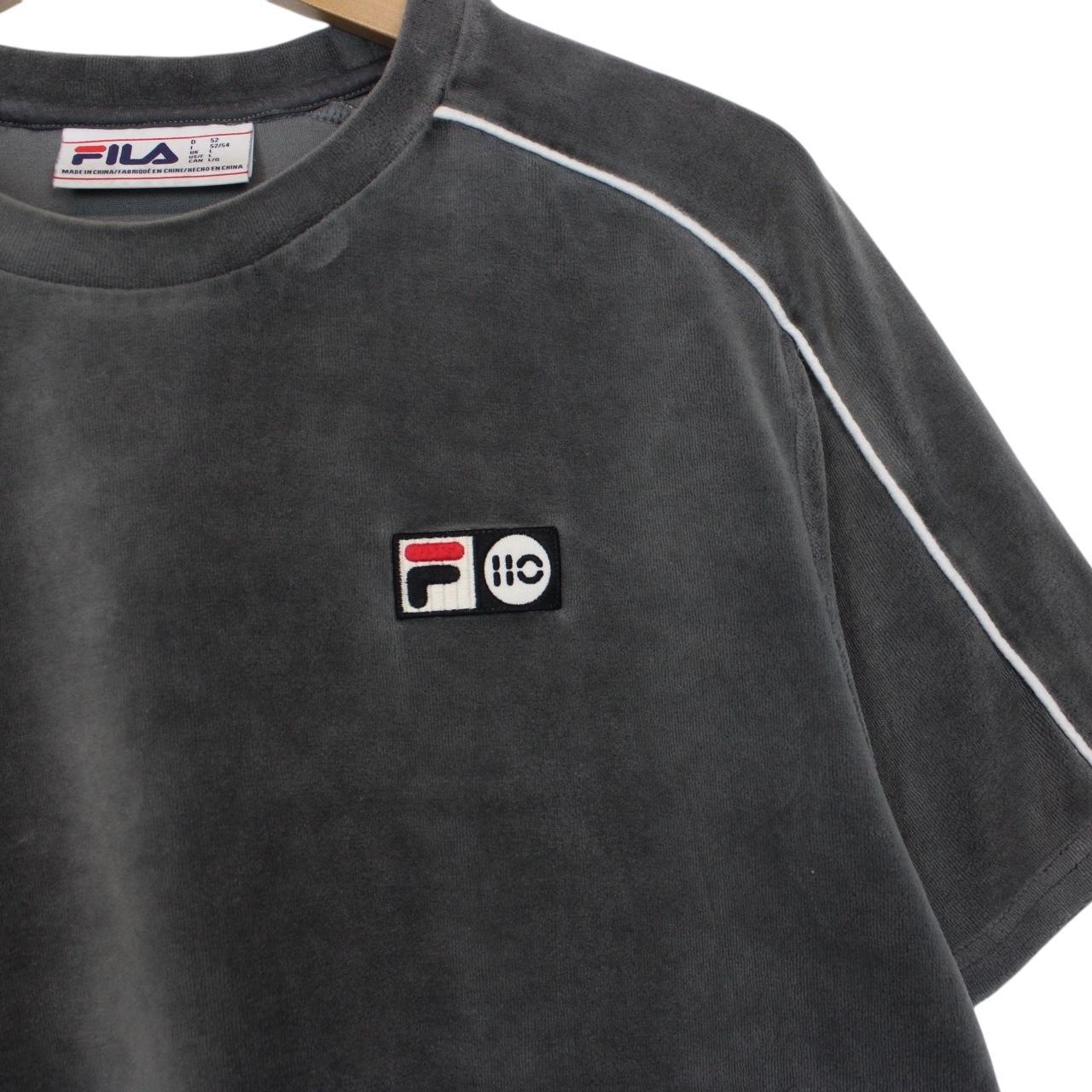Fila Vintage 110 Velour Hector Grey Short Sleeve Cotton T-Shirt