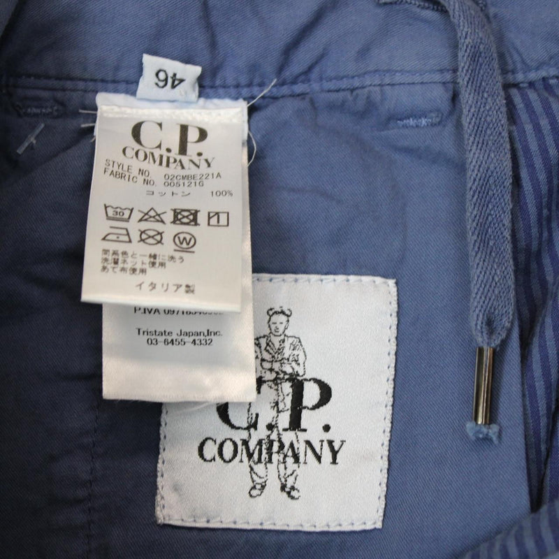 CP Company Navy and Blue Striped Cotton Seersucker Shorts