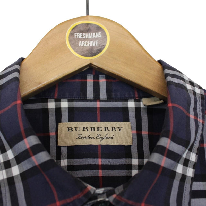 Burberry London Navy Blue Nova Check Long Sleeve Shirt