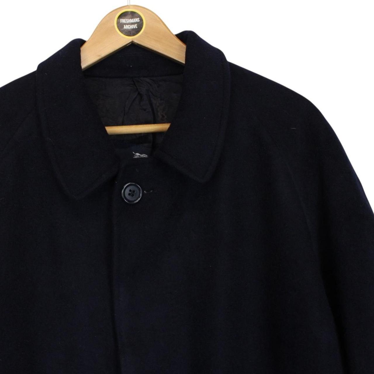 Vintage 90s Burberry Navy Blue Virgin Wool Overcoat