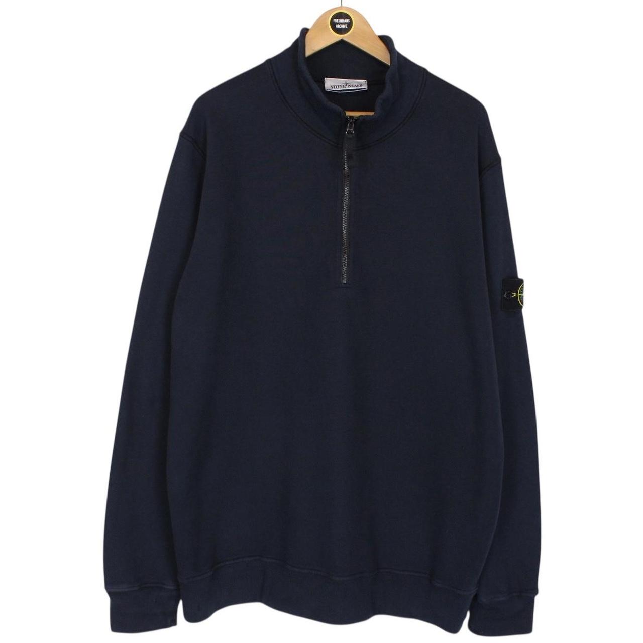 Stone Island AW 2022 Navy Blue 1/4 Zip Cotton Sweatshirt Jumper