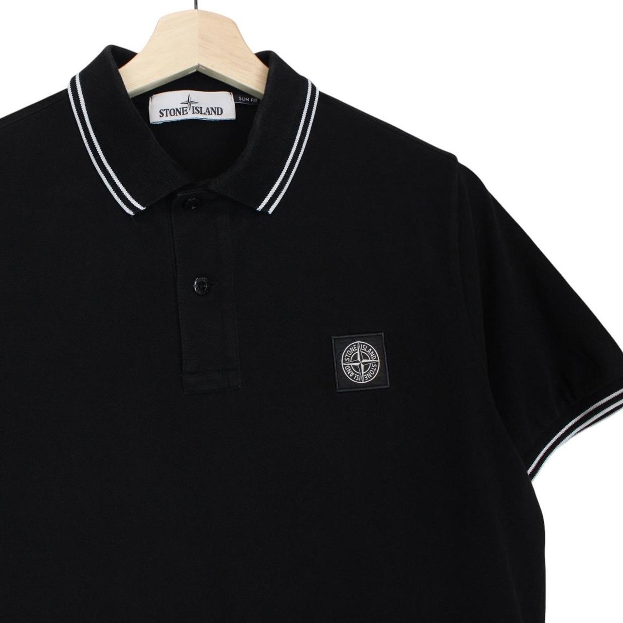 Stone Island Black Short Sleeve Compass Cotton Polo Shirt