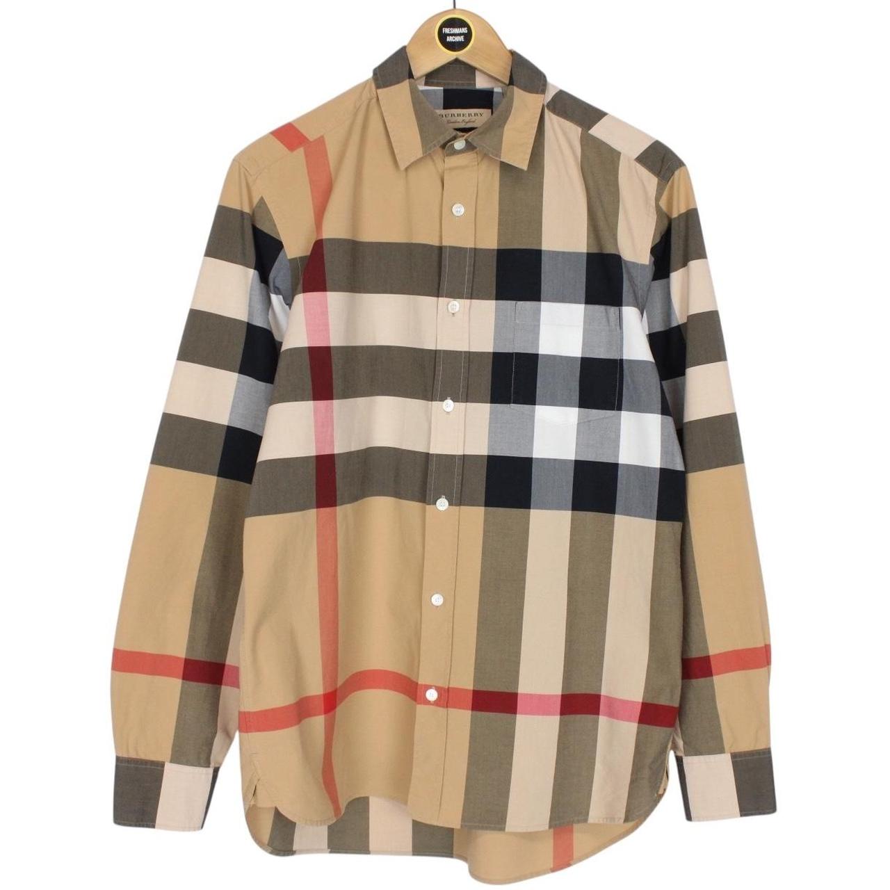 Burberry Tan Brown Nova Check Long Sleeve Cotton Shirt