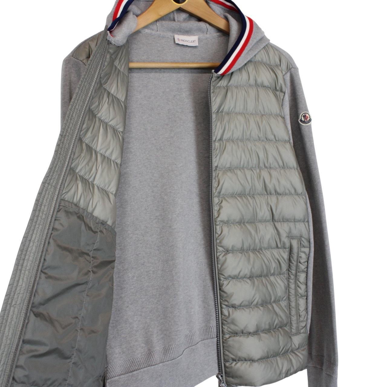 Moncler Grey Full Zip Down Maglia Tricot Cardigan Jacket