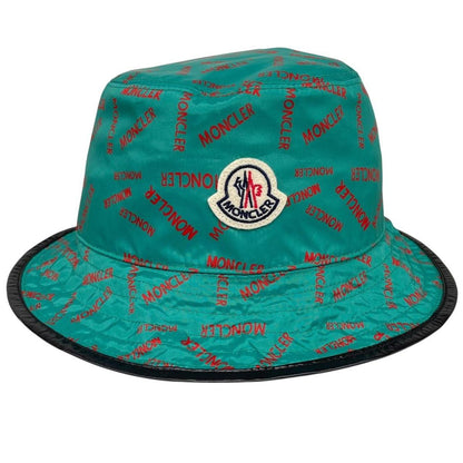 Moncler Green and Red Logo Print Bucket Hat