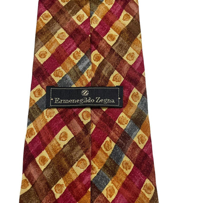Ermenegildo Zegna multicoloured silk tie with intricate patterns and smooth texture.