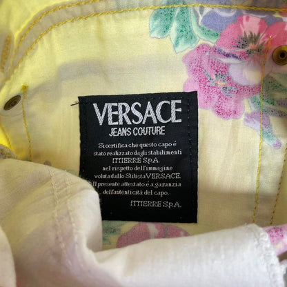 Vintage 90s Versace Jeans Couture Multicoloured Floral Print High Waisted