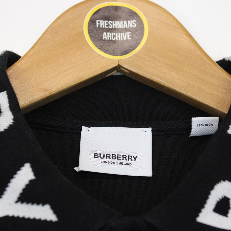 Burberry Ryland Black and White Short Sleeve Cotton Polo Shirt