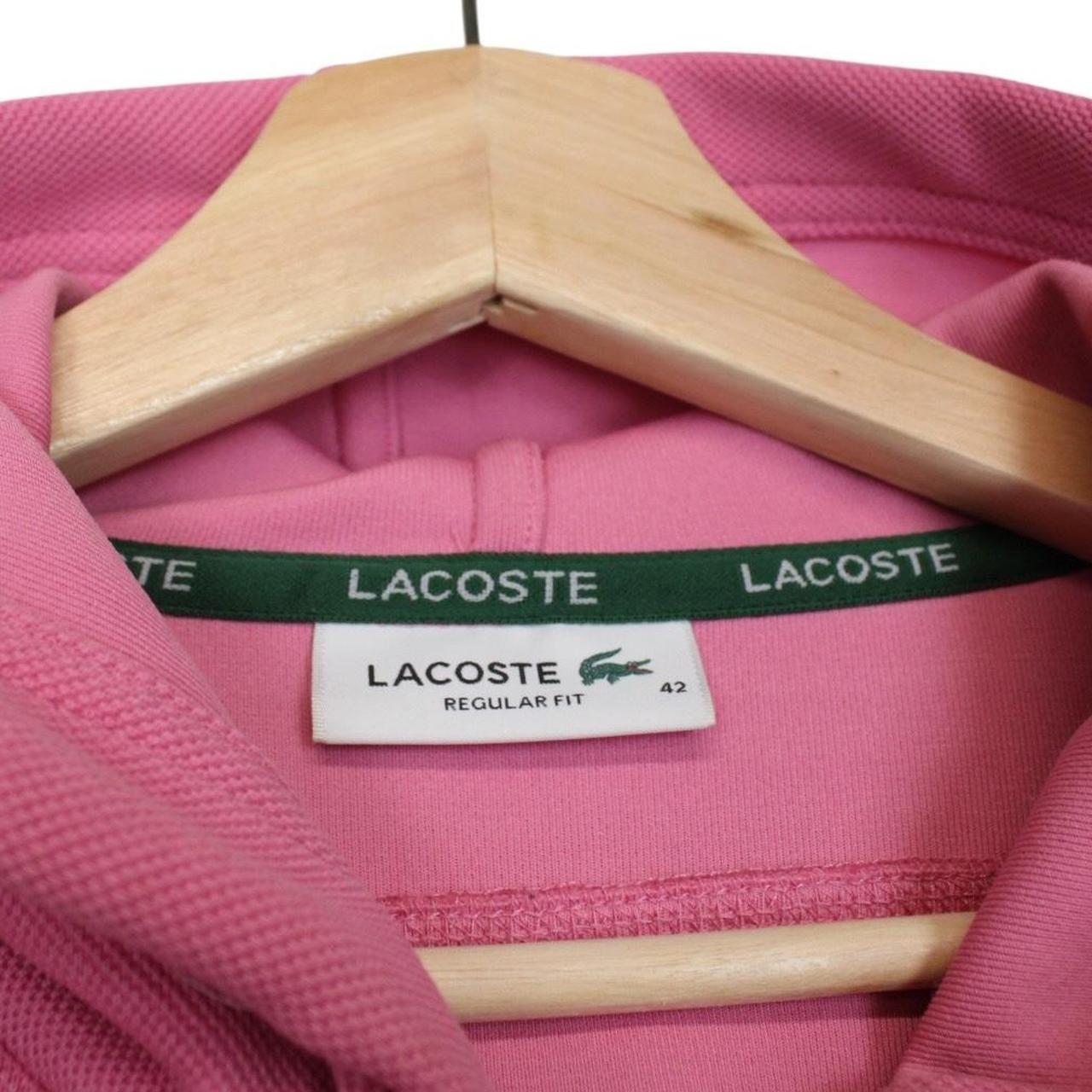 Lacoste pink full zip hoodie cotton with embroidered crocodile logo.