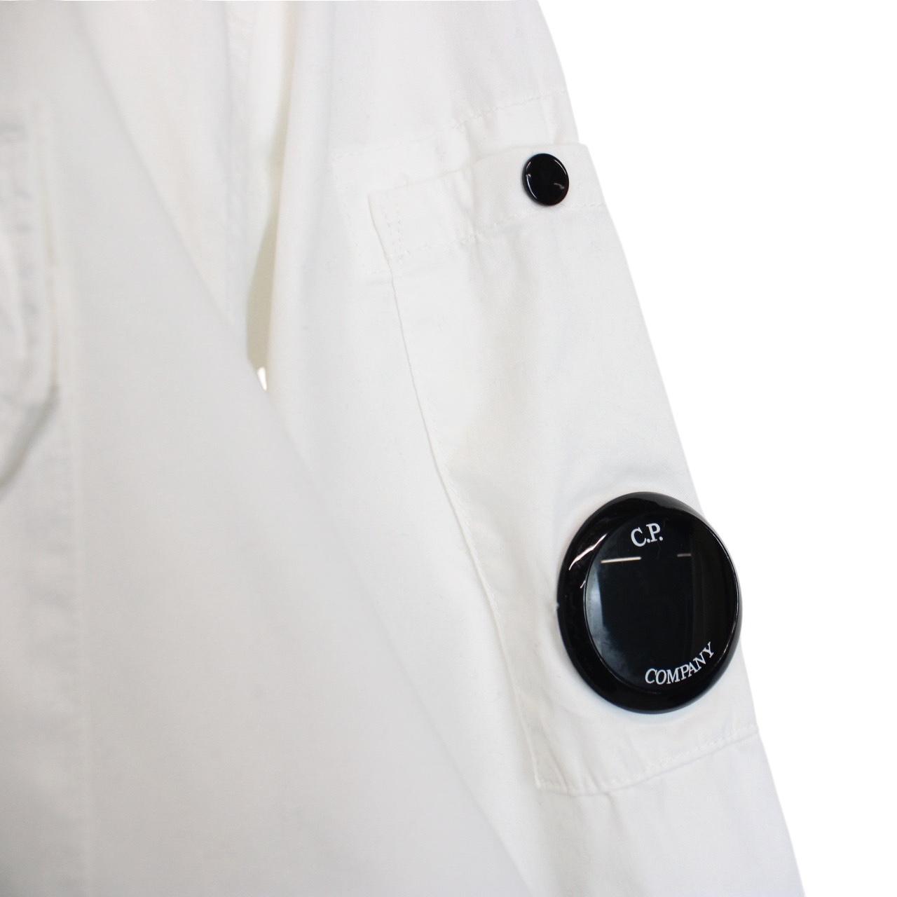 CP Company White Full Zip Cotton Lens Overshirt Jacket