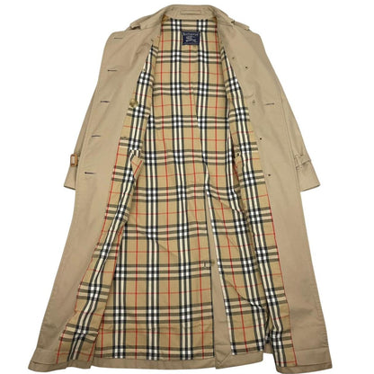 Vintage 90s Burberry Beige Double Breasted Belted Trench Coat