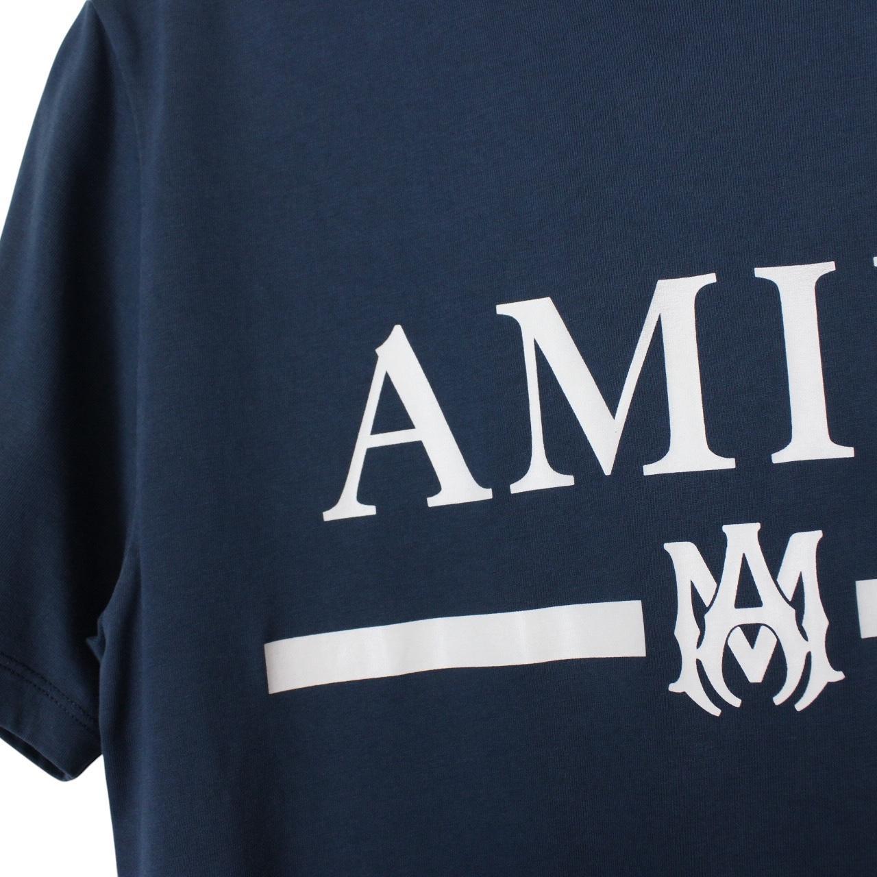 Amiri Blue and White Short Sleeve MA Bar Logo Print T-Shirt