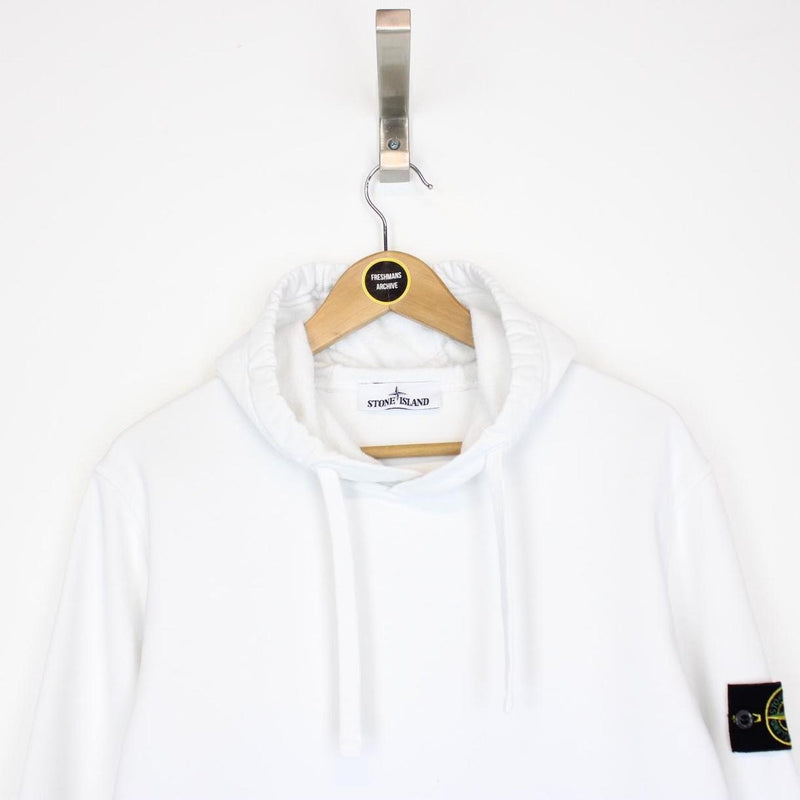 Stone Island AW 2021 White Cotton Hoodie Jumper
