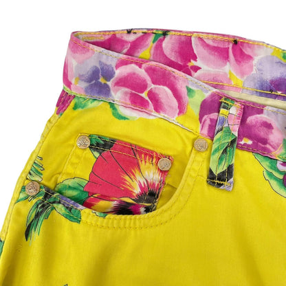 Vintage 90s Versace Jeans Couture Multicoloured Floral Print High Waisted