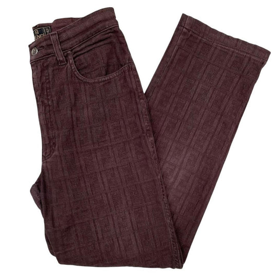Vintage 90s Fendi Brown Zucca Monogram High Waisted Trousers