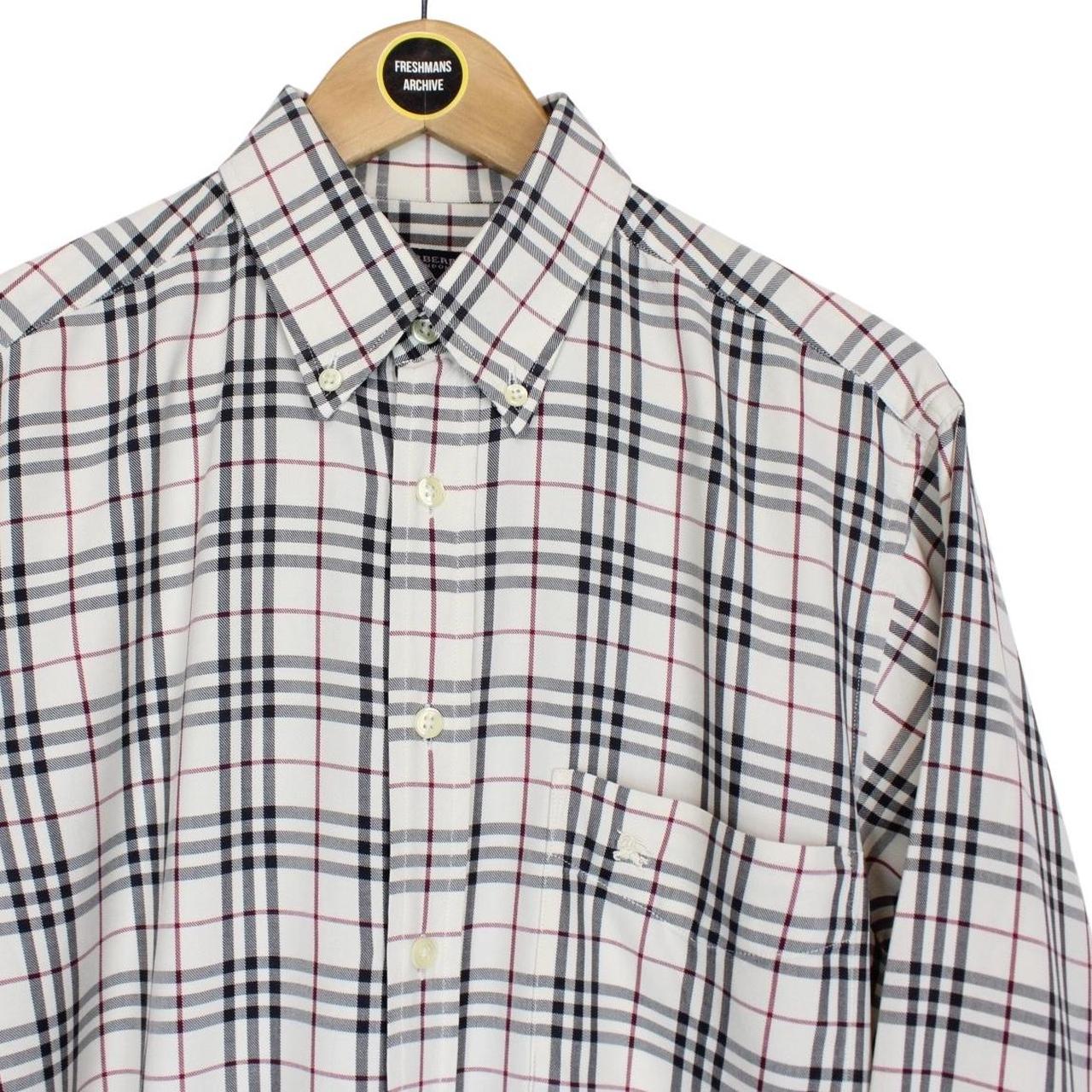Vintage Burberry London Cream Nova Check Long Sleeve Cotton Shirt