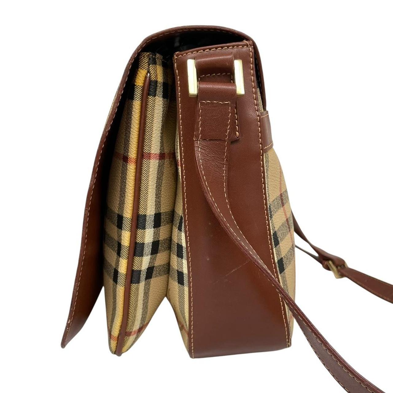 Vintage Burberry Beige and Brown Nova Check Crossbody Messenger Bag