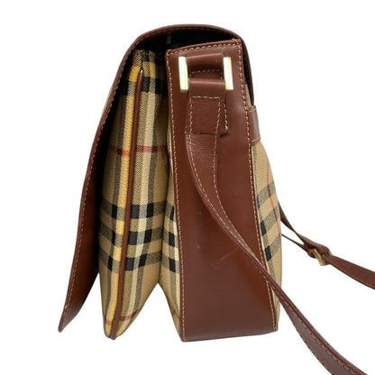 Vintage Burberry Beige and Brown Nova Check Crossbody Messenger Bag