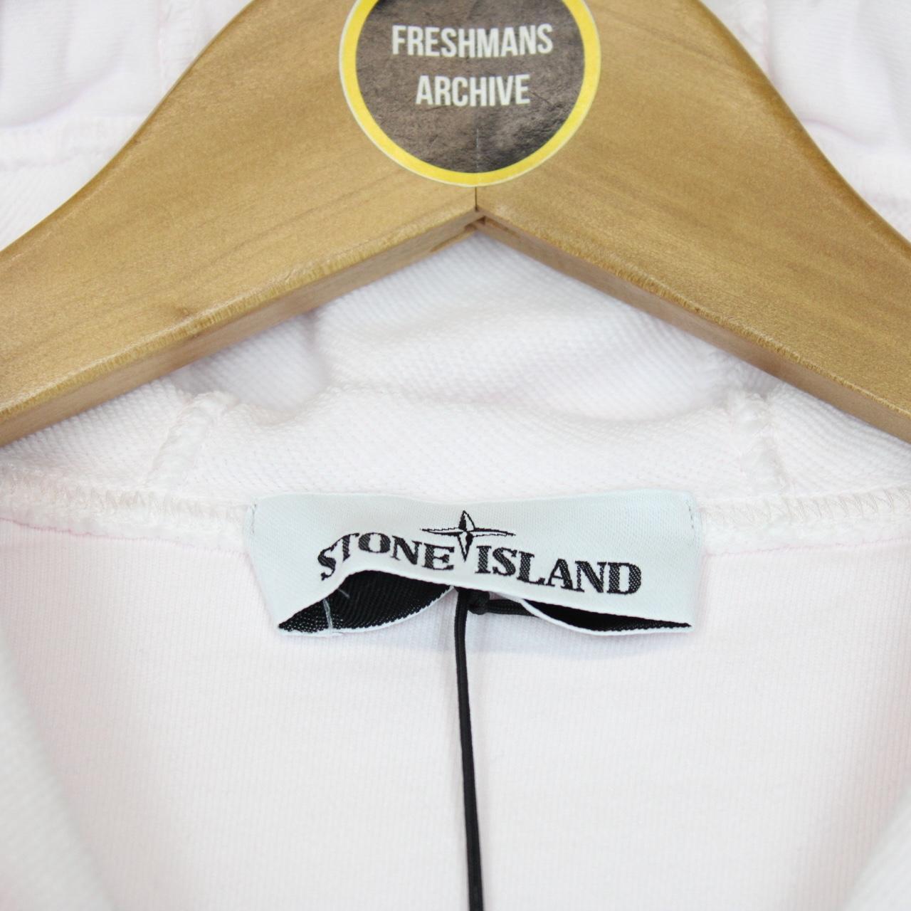 Stone Island SS 2022 Linen White Full Zip Cotton Hoodie Jumper