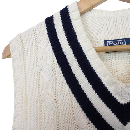 Vintage Polo Ralph Lauren Cream Cashmere/Cotton Cable Knit Sweater Vest