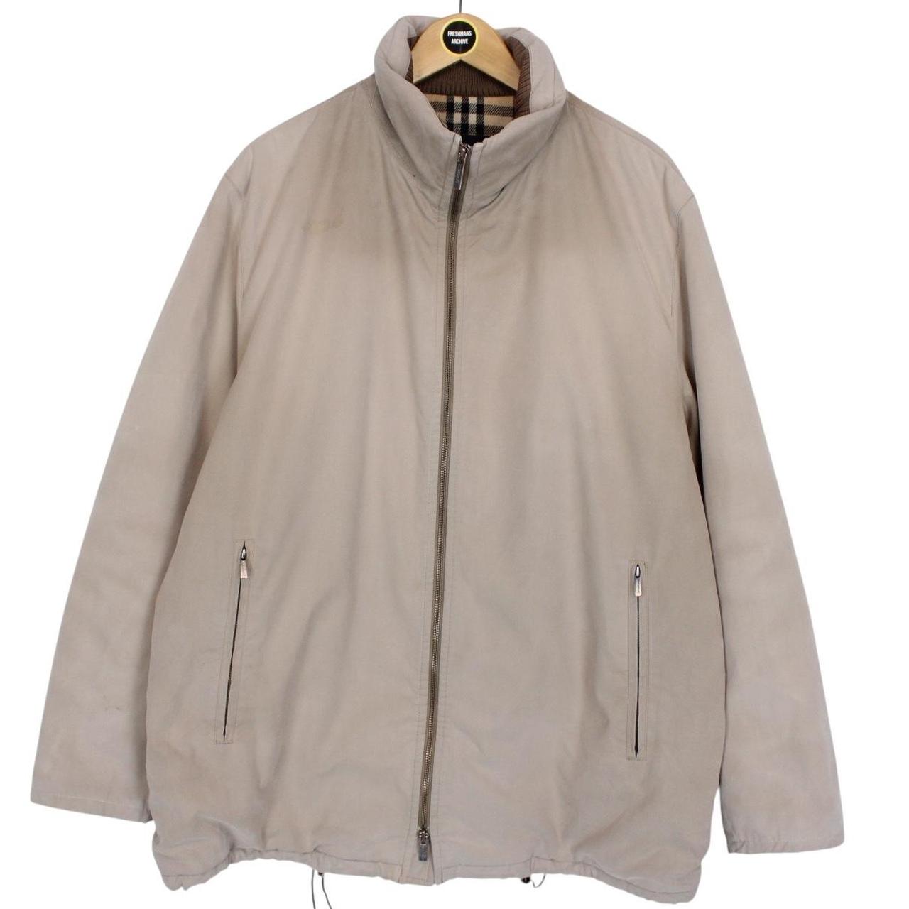 Burberry London Beige Wool Nova Check Lined Full Zip Jacket