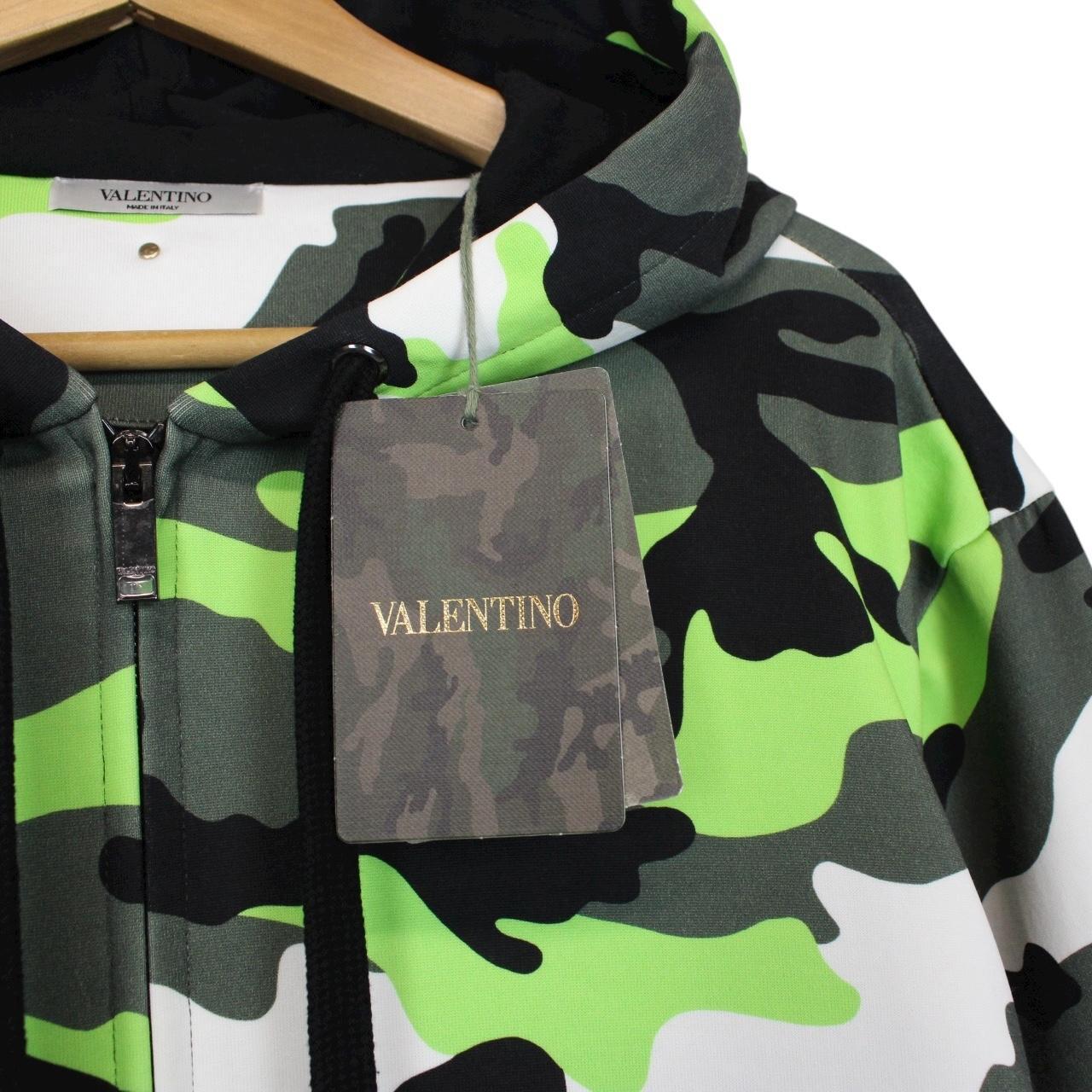 Valentino Garavani Green Camo Full Zip Nylon/Cotton Hoodie