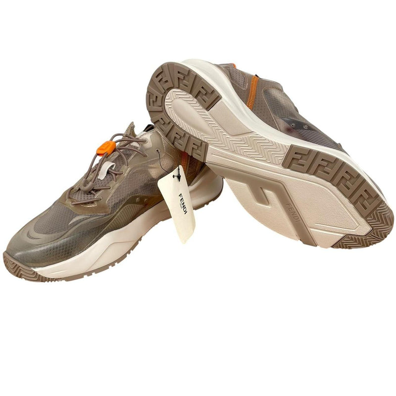 Fendi Flow Beige and Cream Rubber and Leather Trainers