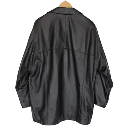 Vintage 90s Burberry Black Nova Check Lined Leather Coat