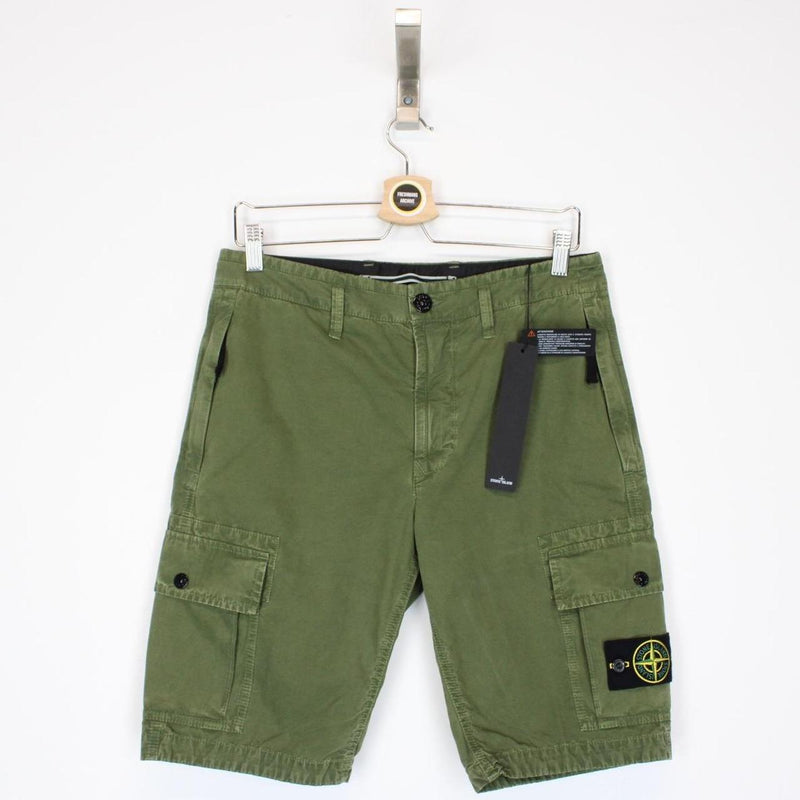 Stone Island SS 2022 Green Bermuda Cotton Cargo Shorts