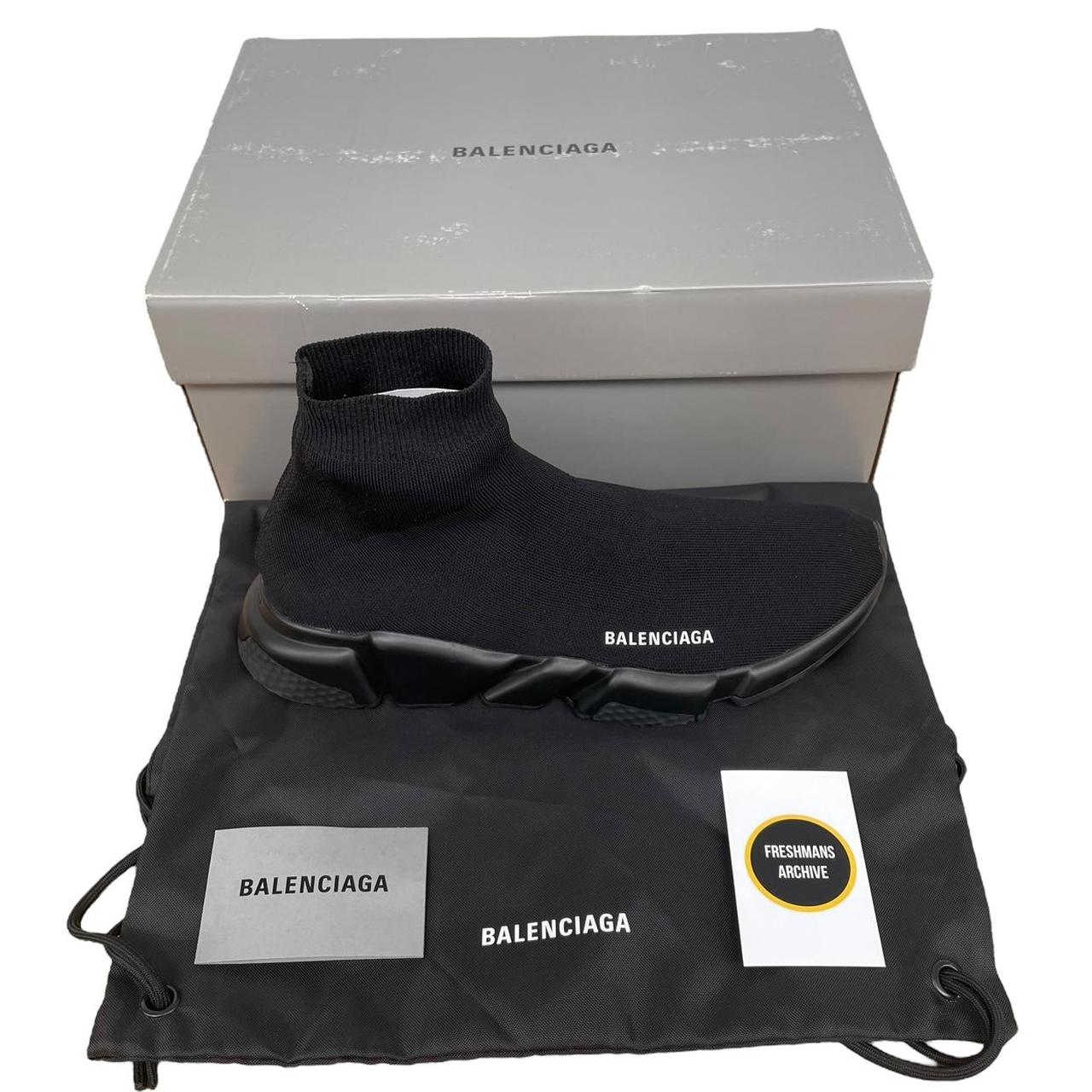 Balenciaga Speed LT Black and White Cotton Trainers