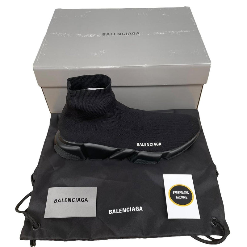 Balenciaga Speed LT Black and White Cotton Trainers
