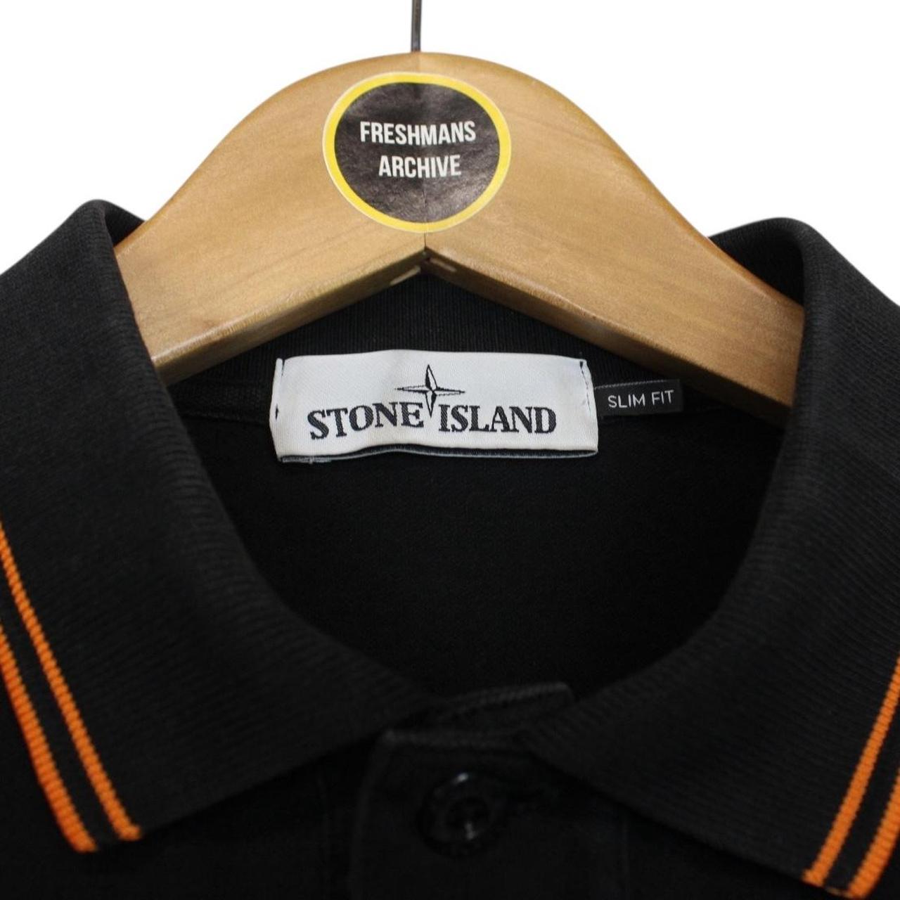 Stone Island Black and Orange Short Sleeve Compass Cotton Polo Shirt